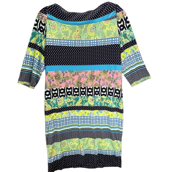 Sara Campbell Dress Womens M Blue Multi Polka Dot Floral Boat Neck Boho Retro - Picture 3 of 11